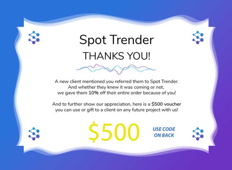 Spot Trender client referral voucher